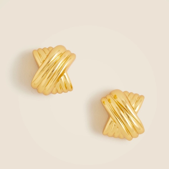 New JCREW Crisscross stud earrings in Gold $39 CG639 - Picture 1 of 2